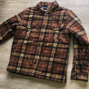 Men’s Shacket (plaid-brown, tan, dark blue)